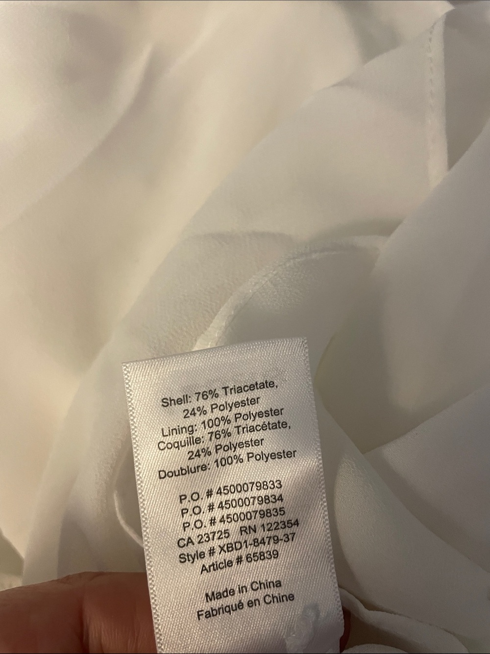 NEW Babaton Julio Dress White Oversized Sleeve Neck Tie Size Large RARE - Picture 6 of 6
